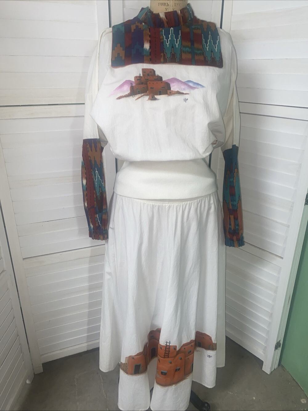 Handmade 2 Piece Set Top & Full Maxi Skirt Southwest Native America Theme O/S